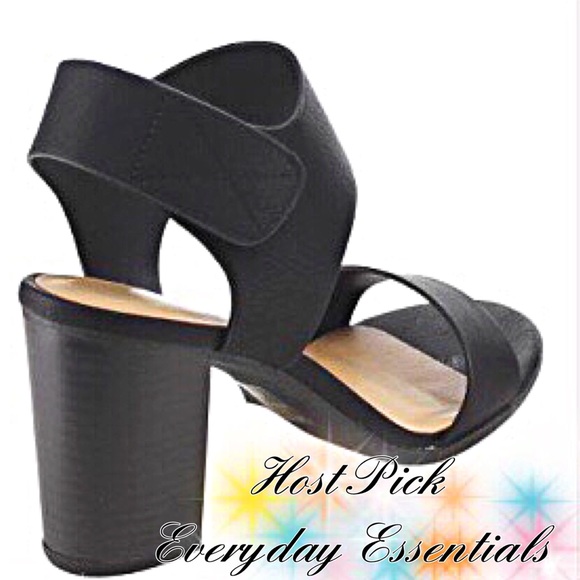 RESTOCK! Soda Black basic Velcro strap HEEL Sandal - Picture 2 of 8
